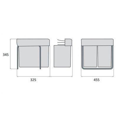 eyckhaus Inbouwprullenbak gescheiden rechthoekig 2x15 L grijs