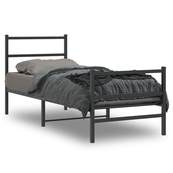 vidaXL Bedframe met hoofd- en voeteneinde&nbsp;metaal zwart 80x200 cm
