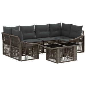 vidaXL Tuinbankenset 7 st Grijs en Donkergrijs poly rattan