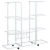 vidaXL Bloemenstandaard met wielen 94,5x24,5x91,5 cm ijzer wit