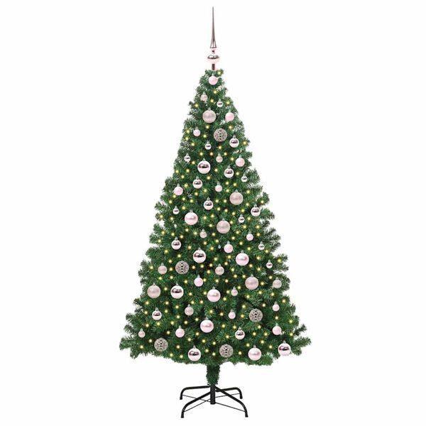 vidaXL Kunstkerstboom Groen 180 cm PVC en Staal en Kunststof