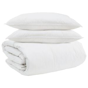 vidaXL Dekbed Set met kussen 3 pcs Wit Donsveertjes