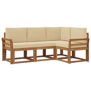 vidaXL Buiten bankenset met kussen 4 pcs Natuurlijk en Beige