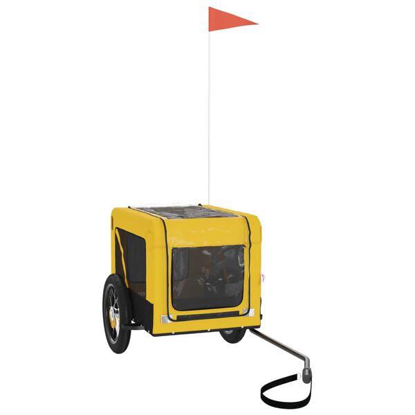 vidaXL Hondenfietstrailer oxford stof en ijzer geel en zwart