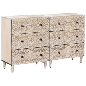 vidaXL Dressoir 2 pcs Wit 60 x 33,5 x 75 cm Massief Mango Hout