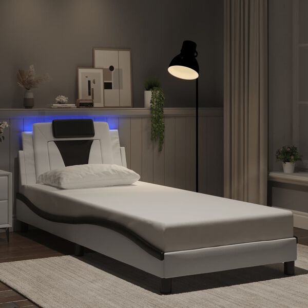 vidaXL Bedframe "Viana" met LED zonder matras wit en zwart 80x200 cm