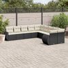 vidaXL 10-delige Loungeset met kussens poly rattan zwart