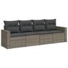 vidaXL 4-delige Loungeset met kussens poly rattan grijs