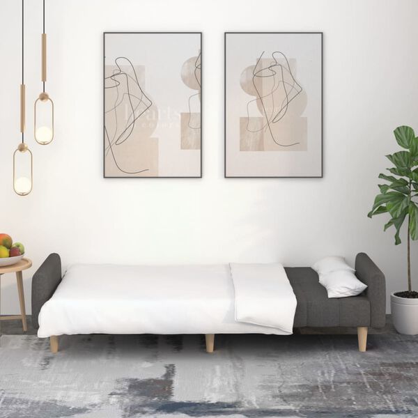 vidaXL Slaapbank 2-zits stof donkergrijs