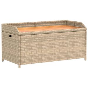 vidaXL Opbergbankje 100x50x52 cm poly rattan acaciahout gemengd beige