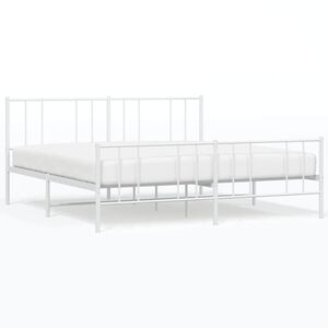 vidaXL Bedframe met hoofd- en voeteneinde metaal wit 193x203 cm