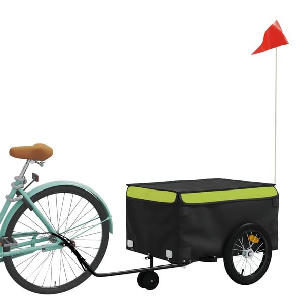 vidaXL Fietstrailer 45 kg ijzer zwart en groen