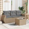 vidaXL 4-delige Loungeset met kussens poly rattan beige