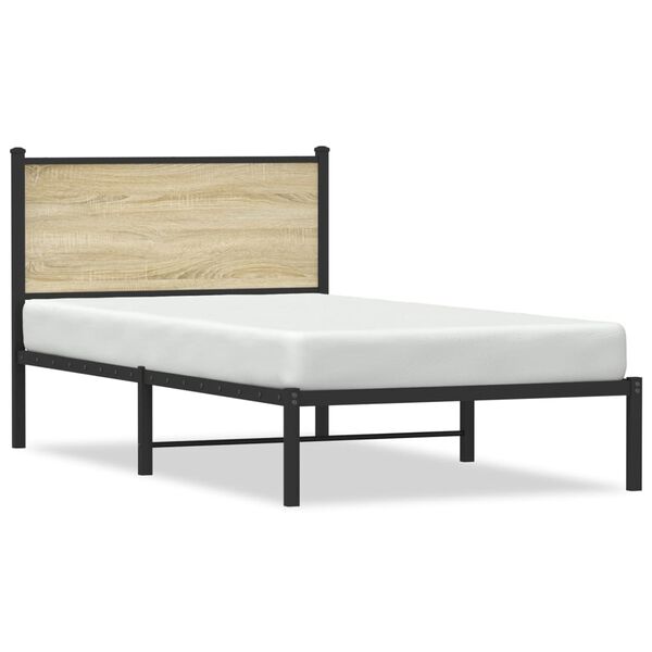 vidaXL Bedframe zonder matras metaal sonoma eikenkleurig 100x190 cm