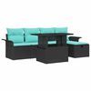 vidaXL Tuin Sofa Set met kussen met opslag 6 pcs Zwart poly rattan