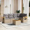 vidaXL 6-delige Loungeset met kussens poly rattan beige