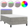 vidaXL Boxspring met matras en LED fluweel lichtgrijs 100x200 cm