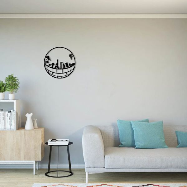 Homemania Wanddecoratie World Map 10 50x50 cm metaal zwart