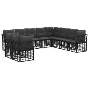 vidaXL Buiten bankenset Zwart Polyester