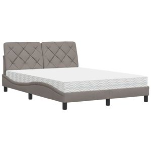 vidaXL Bed met matras stof taupe 140x190 cm
