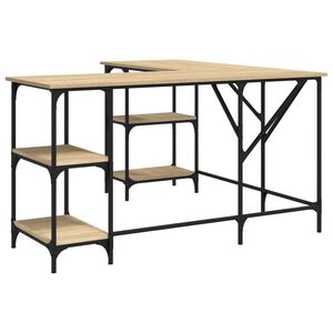 vidaXL Bureau 139x139x75 cm bewerkt hout sonoma eikenkleurig