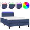 vidaXL Boxspring met matras en LED stof blauw 120x200 cm