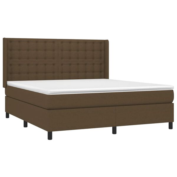 vidaXL Boxspring met matras en LED stof donkerbruin 160x200 cm