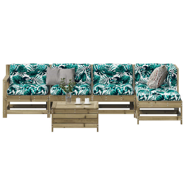 vidaXL 6-delige Loungeset met kussens ge&iuml;mpregneerd grenenhout