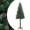 vidaXL Kerstboom met echt hout en sneeuw smal 180 cm groen