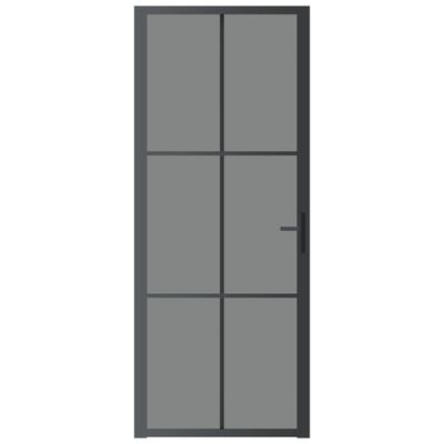 vidaXL Binnendeur 83x201,5 cm ESG-glas en aluminium zwart