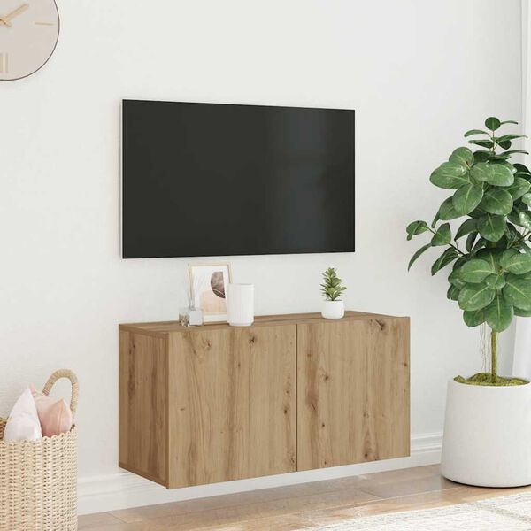 vidaXL Tv-meubel wandgemonteerd 80x30x41 cm artisanaal eikenkleurig