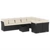vidaXL 10-delige Loungeset met kussens poly rattan zwart