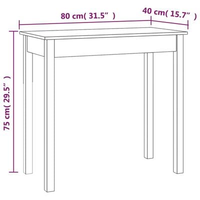 vidaXL Wandtafel 80x40x75 cm massief grenenhout