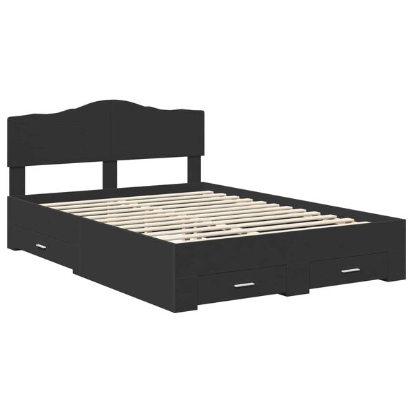 vidaXL Bedframe met hoofdeinde Zwart 160 x 200 cm Bewerkt hout