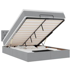 vidaXL Ottoman bed met matras en LED's 140x200cm stof lichtgrijs