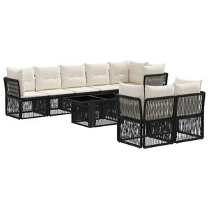 vidaXL Tuinbankenset 8 st Zwart poly rattan