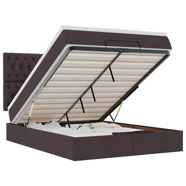 vidaXL Ottoman bed met matras 140x190cm stof donkerbruin