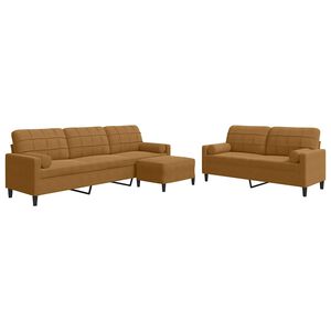 vidaXL 3-delige Loungeset met kussens en bolsters fluweel bruin