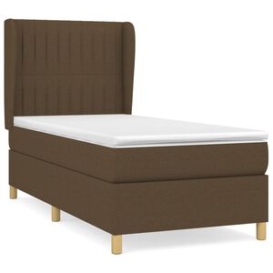 vidaXL Boxspring met matras stof donkerbruin 90x200 cm