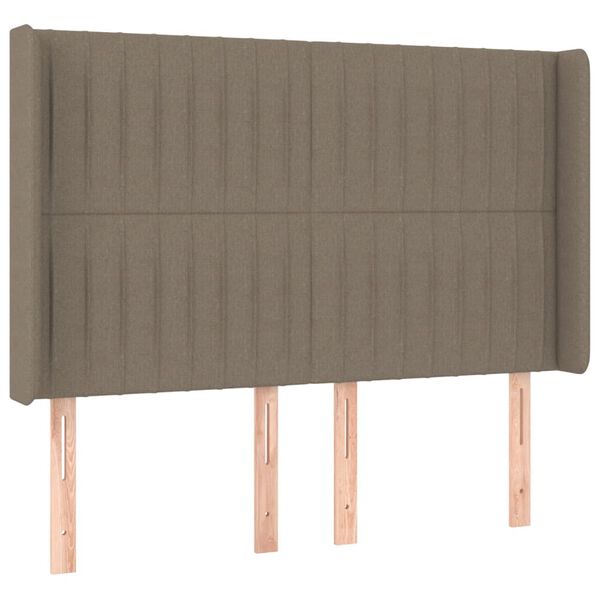 vidaXL Hoofdbord LED 147x16x118/128 cm stof taupe