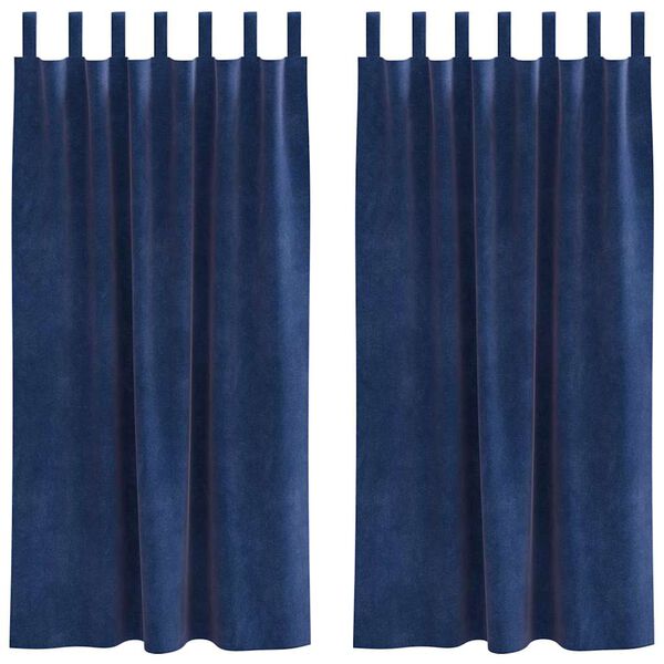 vidaXL Verduisterende gordijnen 2 pcs Donkerblauw 140 x 175 cm Fluweel