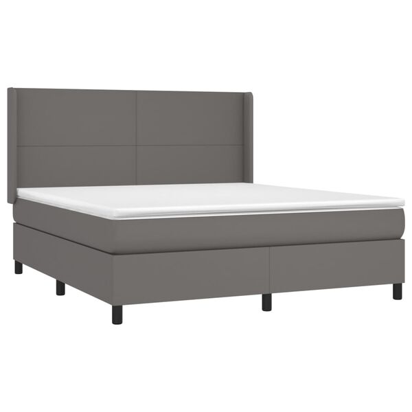 vidaXL Boxspring met matras kunstleer grijs 160x200 cm
