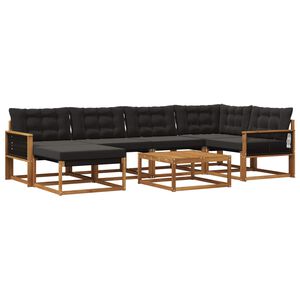 vidaXL Buiten bankenset 7 pcs Naturel en Zwart Massief Acaciahout