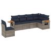 vidaXL 6-delige Loungeset met kussens poly rattan grijs