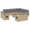 vidaXL 13-delige Loungeset met kussens poly rattan gemengd beige