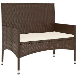 vidaXL Tuinbank 2-zits met kussens poly rattan bruin