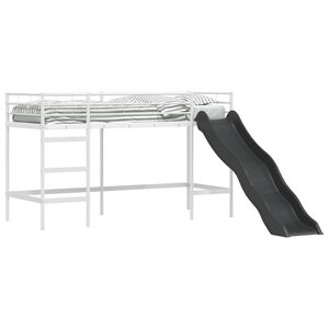 vidaXL Kinder loft bedframe met glijbaan Wit en Antraciet 75 x 190 cm