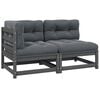 vidaXL 2-delige Loungeset met kussens massief grenenhout grijs