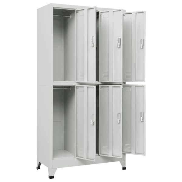 vidaXL Lockerkast met 6 vakken 90x45x180 cm staal grijs