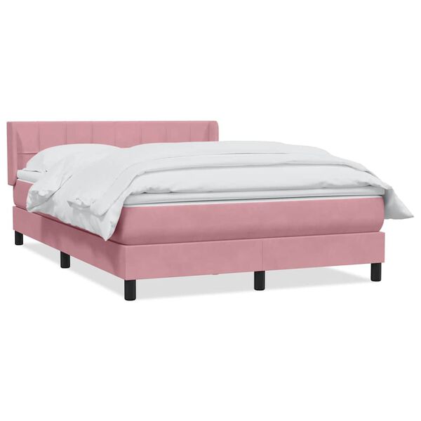 vidaXL Boxspring met matras fluweel roze 160x220 cm